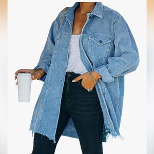 Corduroy Oversized Jacket - Blue